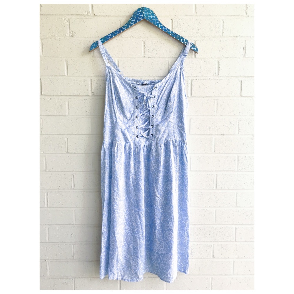 Torrid Floral Print Lace Up Challis Tank Dress